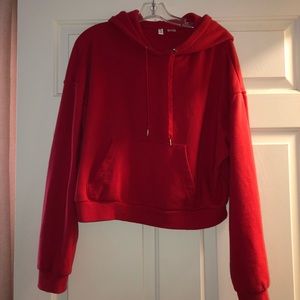 comfy red cropped hoodie